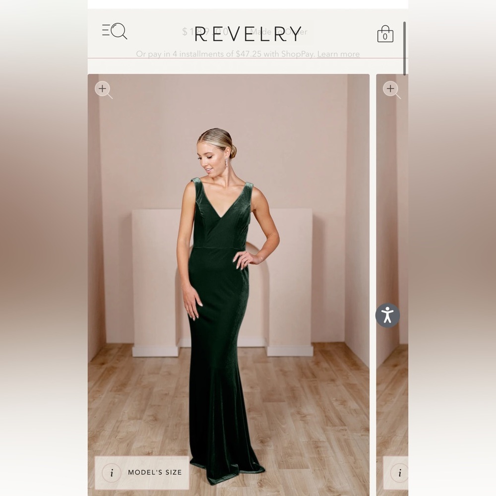 Revelry Emerald 613 Dakota Velvet Dress in size 2